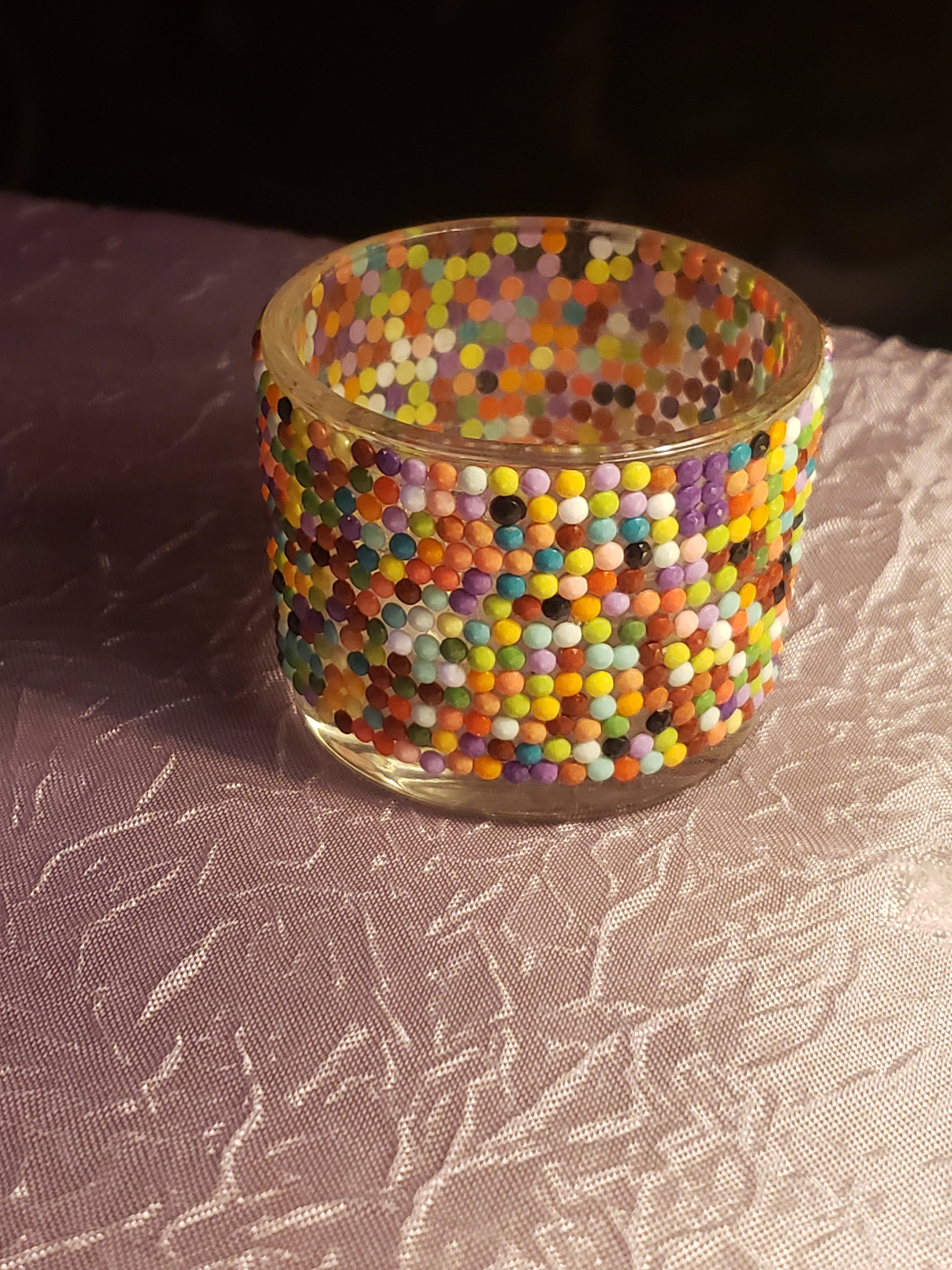Multi color diamond T lightcandle holder